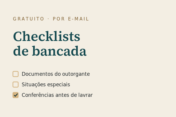 Artigos e checklists de bancada